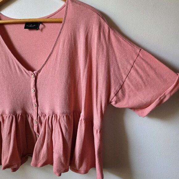 EUC OUT FROM UNDER URBAN OUTFITTERS BLUSH PINK OVERSIZED BABYDOLL TOP SIZE SMALL - Picture 8 of 14